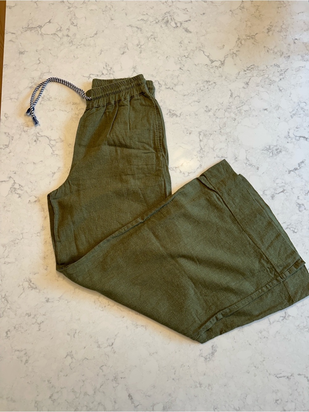 Sundry Olive Green Drawstring Wide Leg Pants